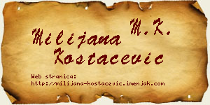 Milijana Kostačević vizit kartica